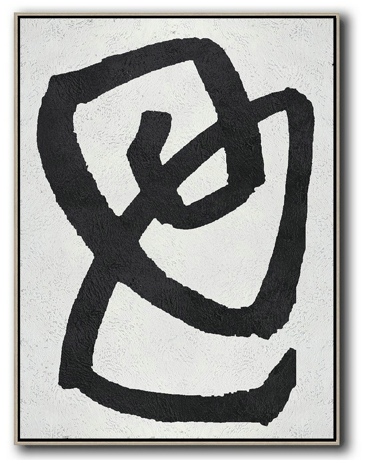 Extra Large Textured Painting On Canvas,Black And White Minimal Painting On Canvas - Original Modern Art,Large Wall Art Handmade
